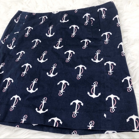 J. Crew Navy Blue Anchor Print Mini Skirt Pockets - Picture 2 of 4